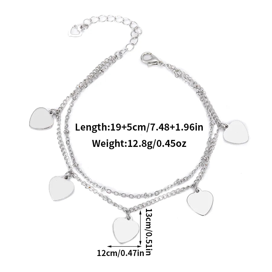 1PC Cheap Price Heart Charm Link Chain Bracelet Jewelry Silver Color Wholesale Price Girl Heart Bracelet Jewelry Women