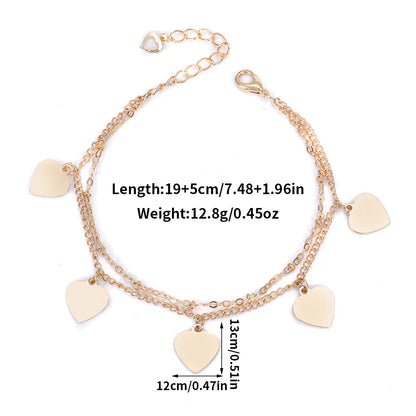 1PC Cheap Price Heart Charm Link Chain Bracelet Jewelry Silver Color Wholesale Price Girl Heart Bracelet Jewelry Women