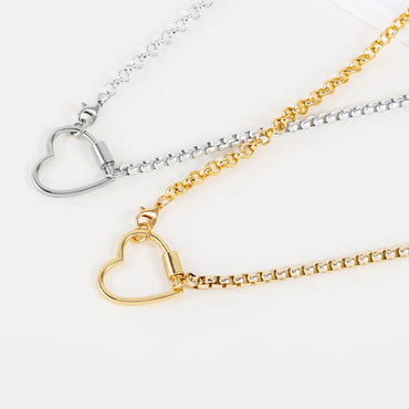 Basic Modern Style Classic Style Heart Shape Solid Color Gold Plated Silver Plated Alloy Wholesale Double Layer Necklaces Pendant Necklace