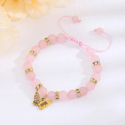 Basic Modern Style Classic Style Letter Butterfly 18K Gold Plated Alloy Stone Wholesale Drawstring Bracelets