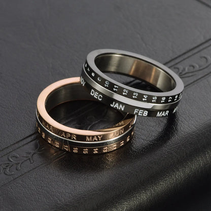 Basic Modern Style Classic Style Number Titanium Steel Plating Rose Gold Plated Unisex Anxiety Ring