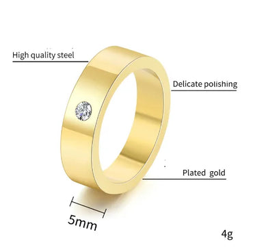 Basic Modern Style Classic Style Round 304 Stainless Steel Inlay Rhinestones 18K Gold Plated Unisex Rings