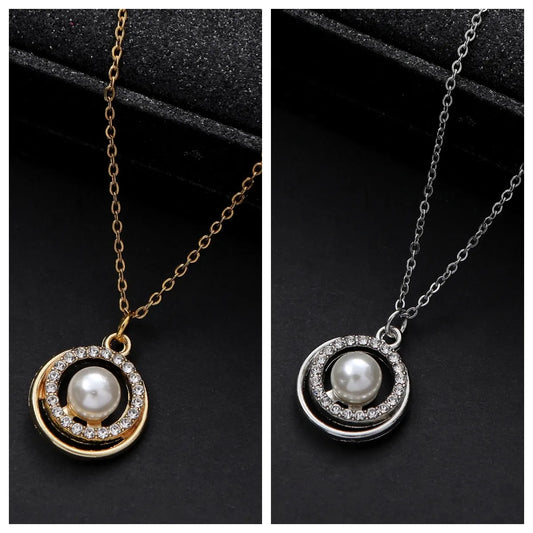 Basic Modern Style Classic Style Round Alloy Inlay Artificial Pearls Zircon Women's Pendant Necklace