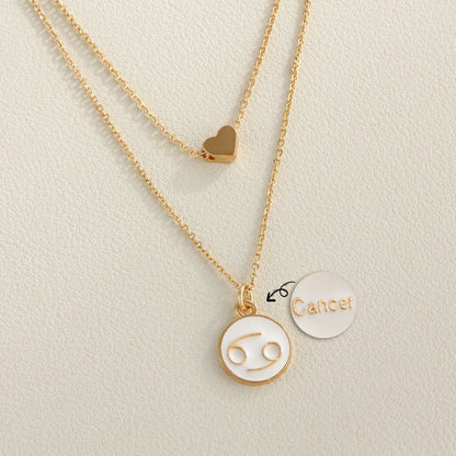 Basic Modern Style Classic Style Round Letter Constellation Alloy Copper Layered Plating 14K Gold Plated Women'S Pendant Necklace