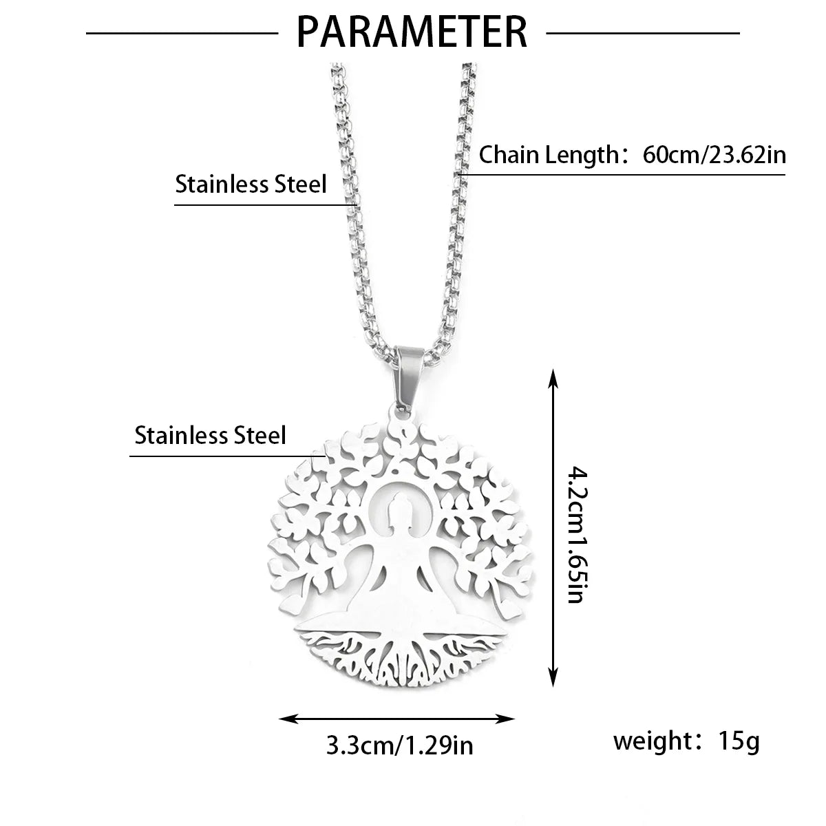 201 Stainless Steel 18K Gold Plated Basic Modern Style Classic Style Tree Pendant Necklace