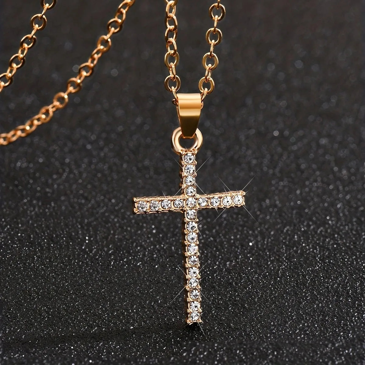 Basic Modern Style Cross Alloy Inlay Zircon Men'S Pendant Necklace