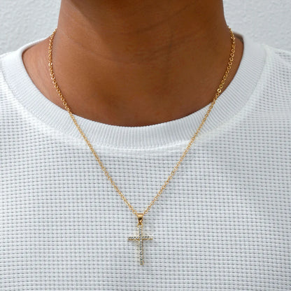 Basic Modern Style Cross Alloy Inlay Zircon Men'S Pendant Necklace