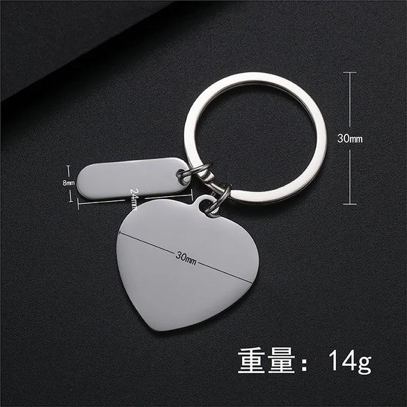 Basic Modern Style Customization Laser Engraving Heart Shape 201 Stainless Steel Plating Unisex Bag Pendant Keychain