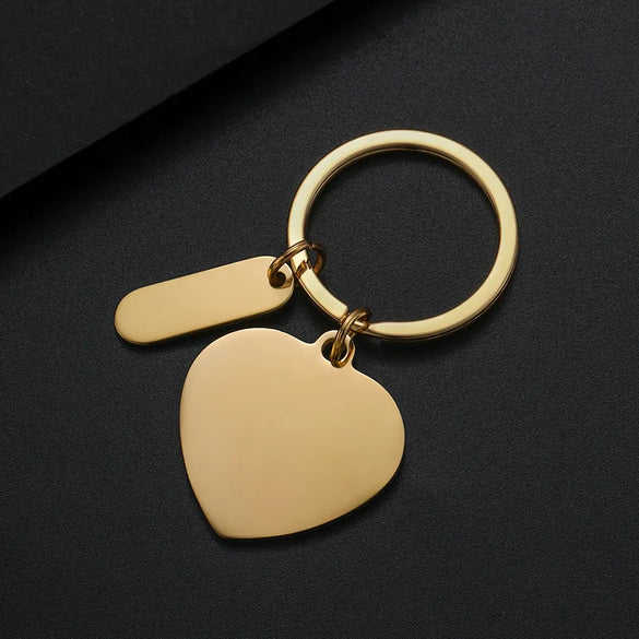 Basic Modern Style Customization Laser Engraving Heart Shape 201 Stainless Steel Plating Unisex Bag Pendant Keychain