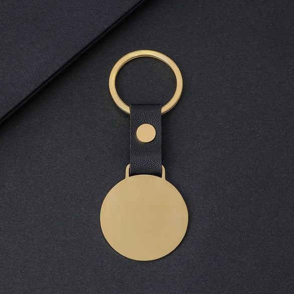 Basic Modern Style Geometric Customization Laser Engraving 201 Stainless Steel Pu Leather Plating Unisex Bag Pendant Keychain