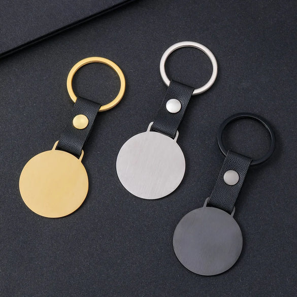 Basic Modern Style Geometric Customization Laser Engraving 201 Stainless Steel Pu Leather Plating Unisex Bag Pendant Keychain