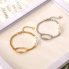Wholesale Jewelry Basic Modern Style Geometric 304 Stainless Steel Imitation Pearl 18K Gold Plated Plating Bracelets