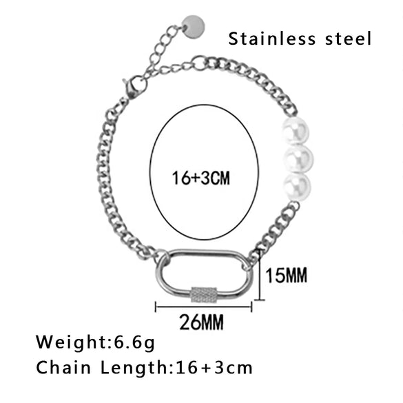 Wholesale Jewelry Basic Modern Style Geometric 304 Stainless Steel Imitation Pearl 18K Gold Plated Plating Bracelets