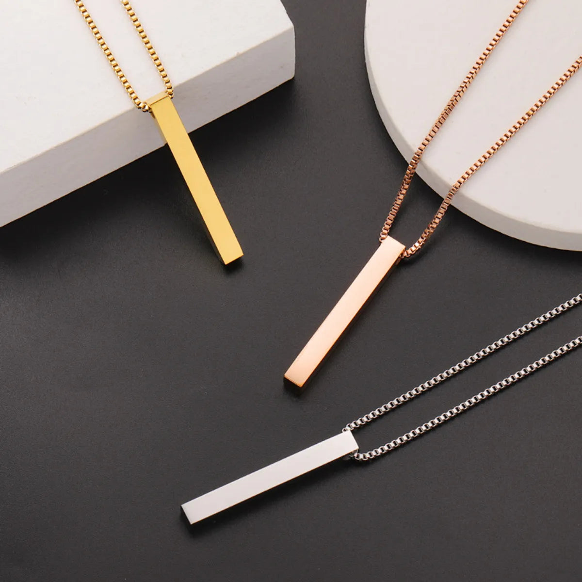 Basic Modern Style Geometric Stainless Steel Plating Gold Plated Silver Plated Pendant Necklace