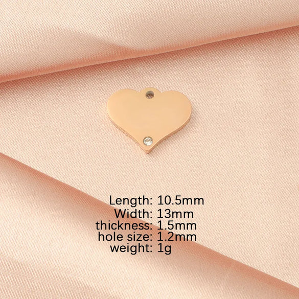 1 Piece Titanium Steel Zircon 18K Gold Plated Customization Laser Engraving Heart Shape