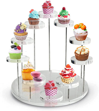 Basic Modern Style Round Arylic Jewelry Display Dessert Cake Display Stand Jewelry Rack