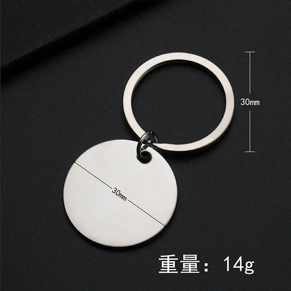 Basic Modern Style Round Customization Laser Engraving 201 Stainless Steel Plating Unisex Bag Pendant Keychain