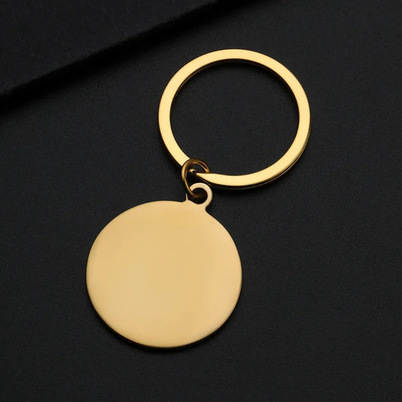 Basic Modern Style Round Customization Laser Engraving 201 Stainless Steel Plating Unisex Bag Pendant Keychain