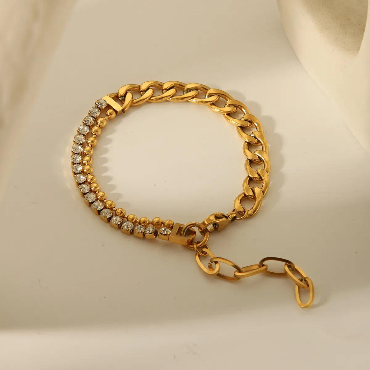 Basic Modern Style Solid Color 304 Stainless Steel 18K Gold Plated Zircon Bracelets In Bulk