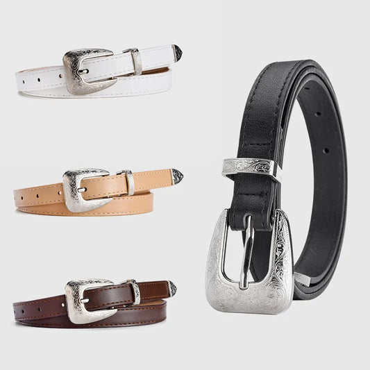 Basic Modern Style Solid Color Pu Leather Alloy Women'S Leather Belts