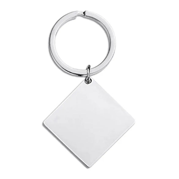 Basic Modern Style Square Customization Laser Engraving 201 Stainless Steel Unisex Bag Pendant Keychain