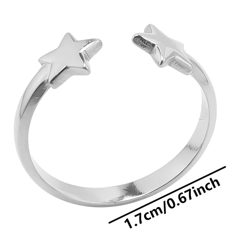 Basic Modern Style Star 304 Stainless Steel Plating 18K Gold Plated Unisex Open Rings