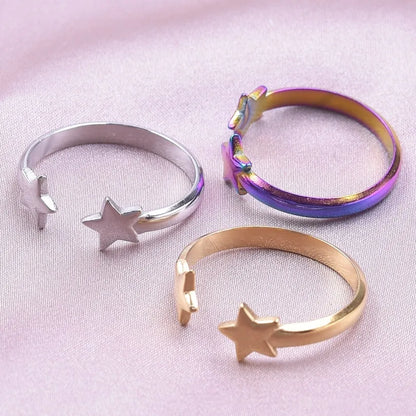 Basic Modern Style Star 304 Stainless Steel Plating 18K Gold Plated Unisex Open Rings