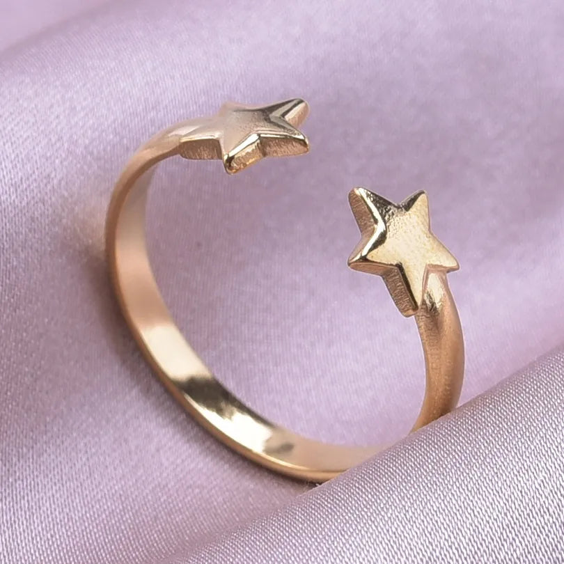 Basic Modern Style Star 304 Stainless Steel Plating 18K Gold Plated Unisex Open Rings