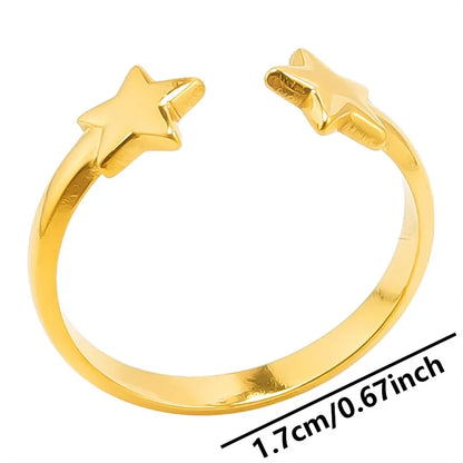 Basic Modern Style Star 304 Stainless Steel Plating 18K Gold Plated Unisex Open Rings