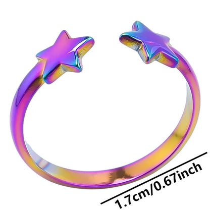 Basic Modern Style Star 304 Stainless Steel Plating 18K Gold Plated Unisex Open Rings