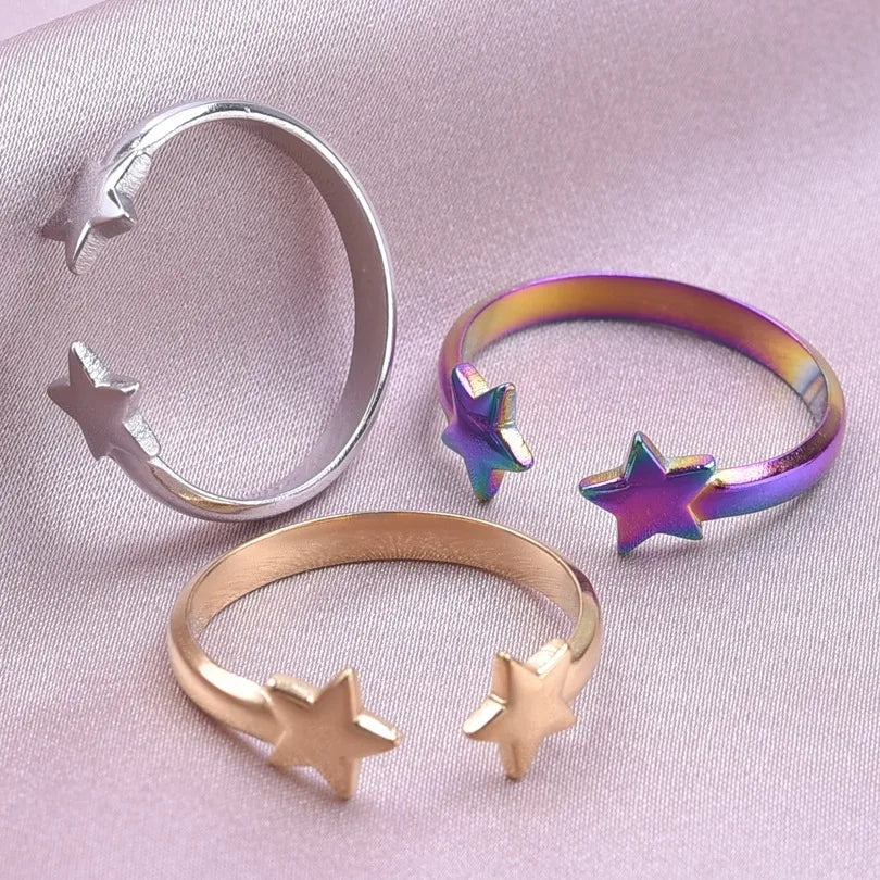 Basic Modern Style Star 304 Stainless Steel Plating 18K Gold Plated Unisex Open Rings