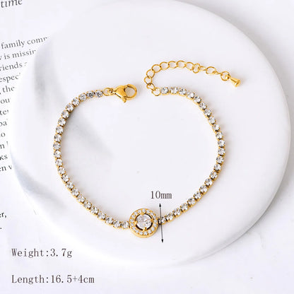 Basic Modern Style SUNFLOWER (Jz001) Water Droplets Heart Shape 304 Stainless Steel 18K Gold Plated Zircon Bracelets In Bulk