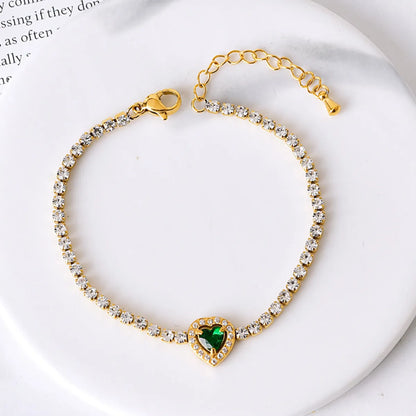 Basic Modern Style SUNFLOWER (Jz001) Water Droplets Heart Shape 304 Stainless Steel 18K Gold Plated Zircon Bracelets In Bulk