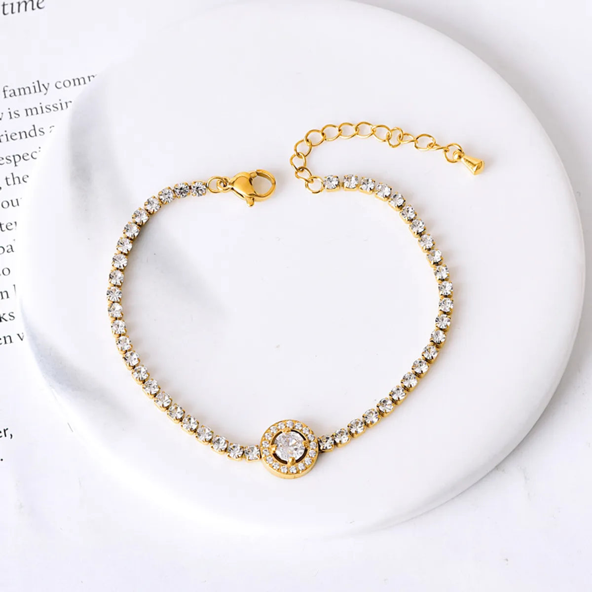 Basic Modern Style SUNFLOWER (Jz001) Water Droplets Heart Shape 304 Stainless Steel 18K Gold Plated Zircon Bracelets In Bulk