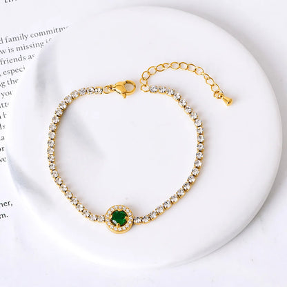 Basic Modern Style SUNFLOWER (Jz001) Water Droplets Heart Shape 304 Stainless Steel 18K Gold Plated Zircon Bracelets In Bulk