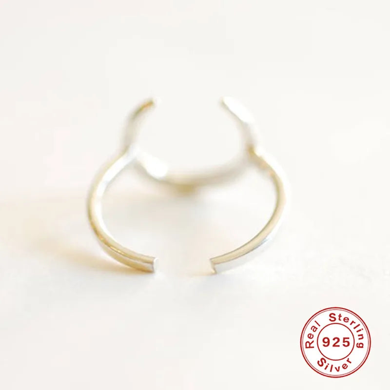 Basic Moon Sterling Silver Plating Open Rings