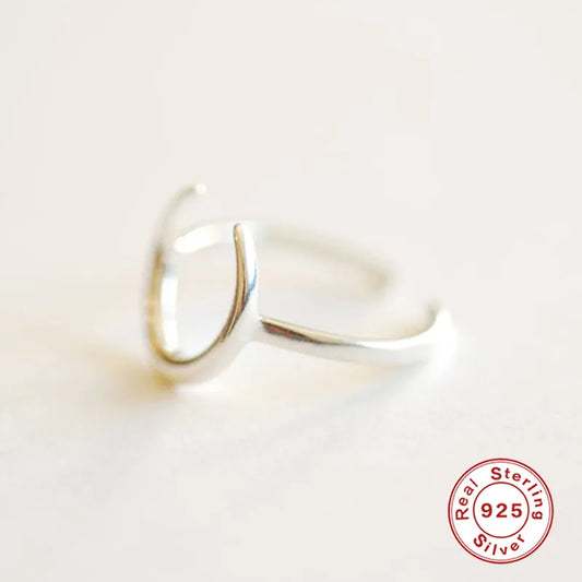 Basic Moon Sterling Silver Plating Open Rings