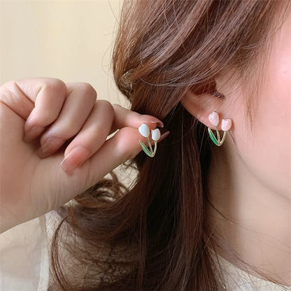 Basic Pastoral Flower Alloy Enamel Women'S Ear Studs