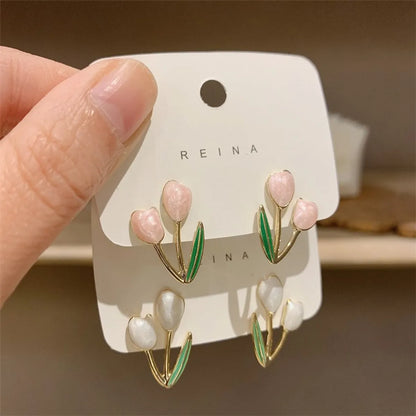 Basic Pastoral Flower Alloy Enamel Women'S Ear Studs