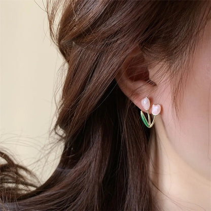 Basic Pastoral Flower Alloy Enamel Women'S Ear Studs