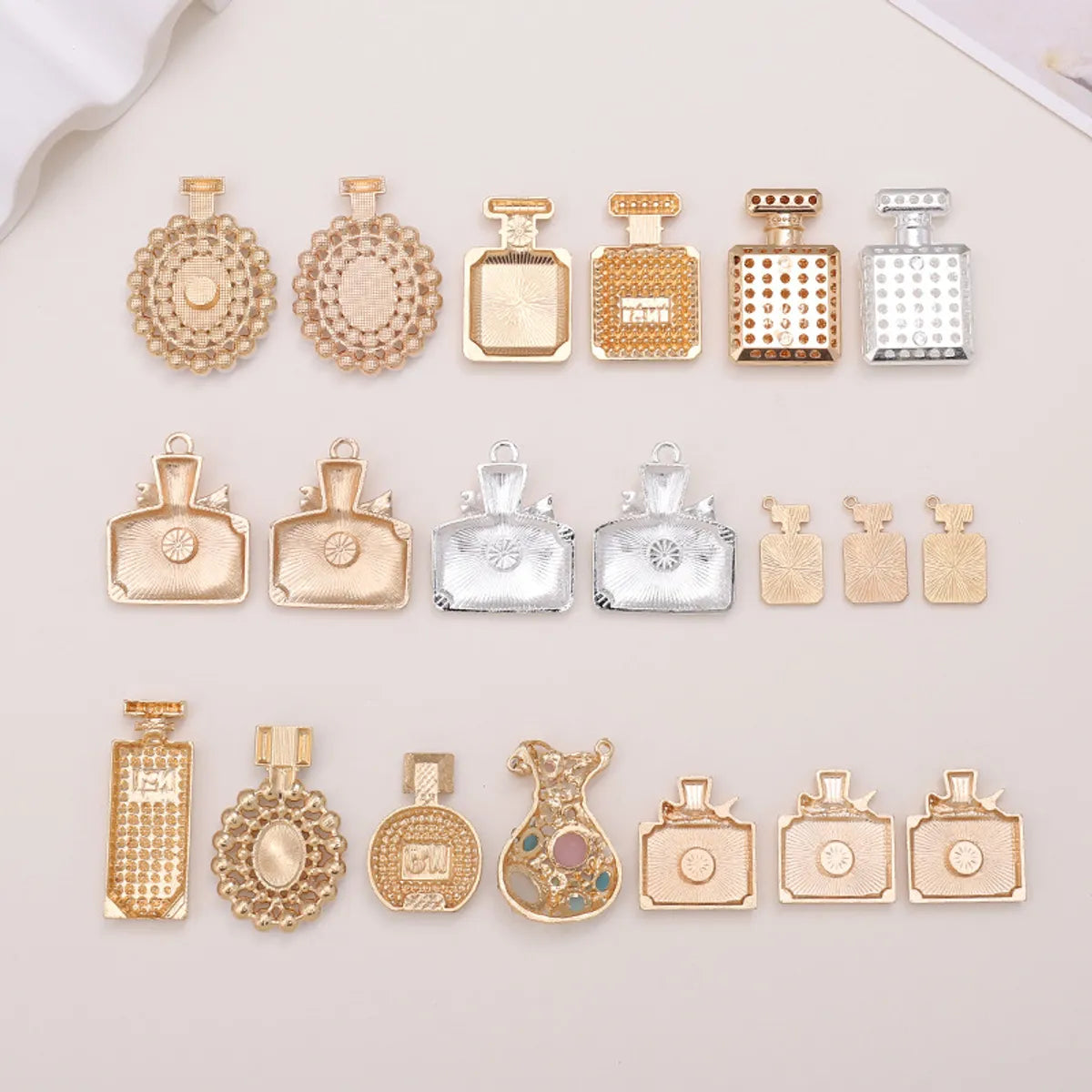 Basic Perfume Bottle Metal Plating Inlay Artificial Gemstones Artificial Pearls Jewelry Accessories