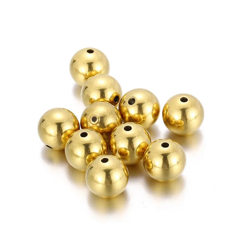 10 Pieces Diameter 4mm Diameter 5mm Diameter 8mm Stainless Steel 18K Gold Plated Round Polished Beads