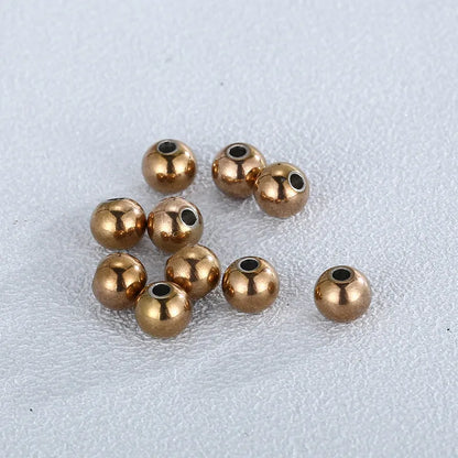 10 Pieces Diameter 4mm Diameter 5mm Diameter 8mm Stainless Steel 18K Gold Plated Round Polished Beads