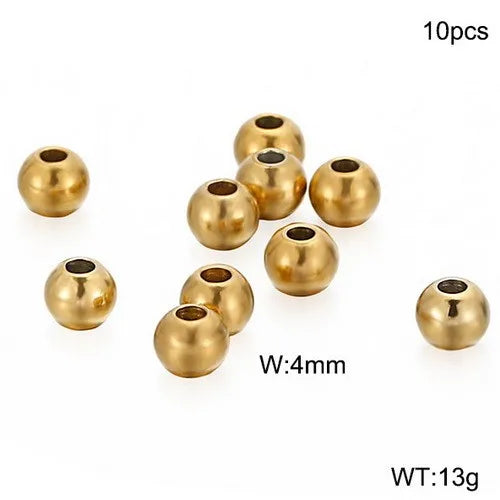 10 Pieces Diameter 4mm Diameter 5mm Diameter 8mm Stainless Steel 18K Gold Plated Round Polished Beads