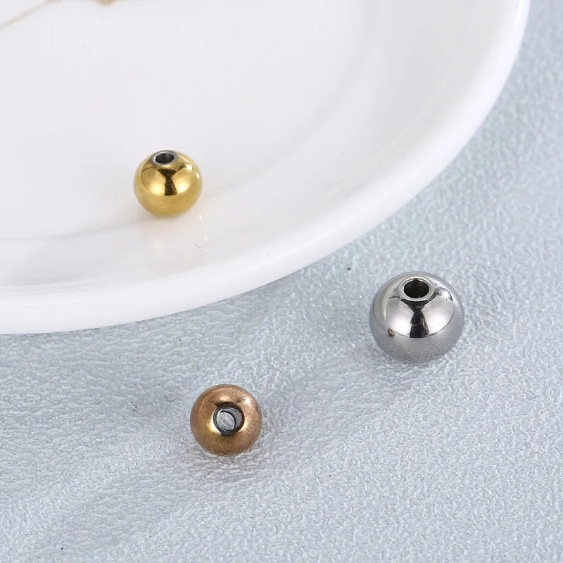 10 Pieces Diameter 4mm Diameter 5mm Diameter 8mm Stainless Steel 18K Gold Plated Round Polished Beads