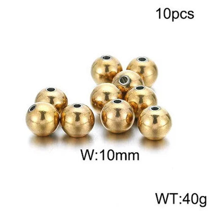 10 Pieces Diameter 4mm Diameter 5mm Diameter 8mm Stainless Steel 18K Gold Plated Round Polished Beads