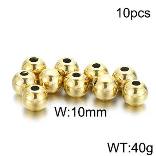 10 Pieces Diameter 4mm Diameter 5mm Diameter 8mm Stainless Steel 18K Gold Plated Round Polished Beads