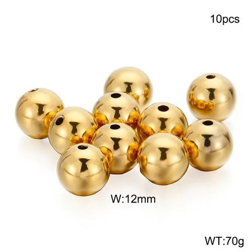 10 Pieces Diameter 4mm Diameter 5mm Diameter 8mm Stainless Steel 18K Gold Plated Round Polished Beads