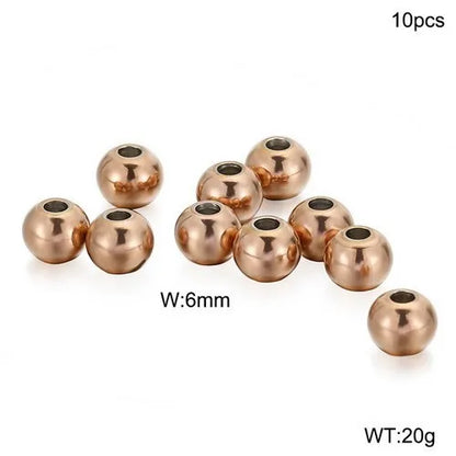 10 Pieces Diameter 4mm Diameter 5mm Diameter 8mm Stainless Steel 18K Gold Plated Round Polished Beads