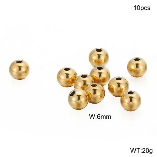 10 Pieces Diameter 4mm Diameter 5mm Diameter 8mm Stainless Steel 18K Gold Plated Round Polished Beads